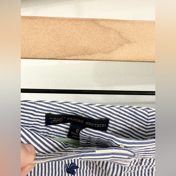 Brooks Brothers 364 Seersucker Shorts Bee Embroidered Blue Size 6 - Picture 5 of 6